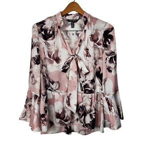 Ellen Tracey Floral Bell-Sleeve Blouse | Small